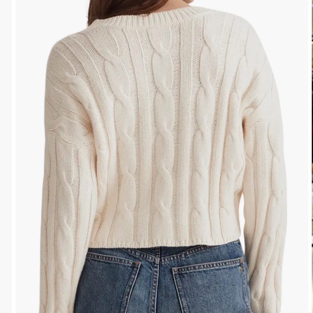 Madewell NWT size XXL V-neck cableknit chunky oversized cream sweater - Picture 2 of 16